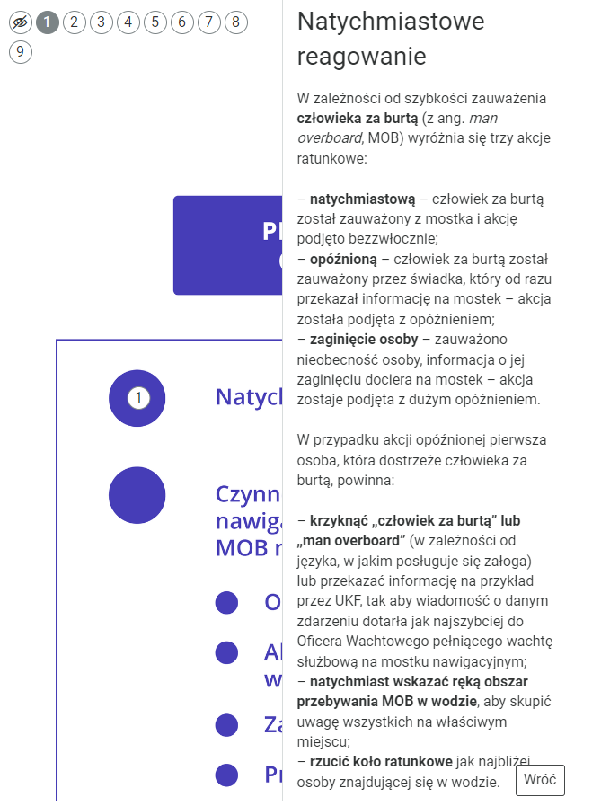 Zdjęcie przedstawia przykładową grafikę interaktywną z rozwiniętym opisem znajdującym się pod znacznikiem. Opis rozwija się po prawej stronie infografiki. Posiada tytuł, odtwarzacz audio, treść obrazujące dane zagadnienie. Tekst audio jest tożsamy z tekstem poniżej odtwarzacza.