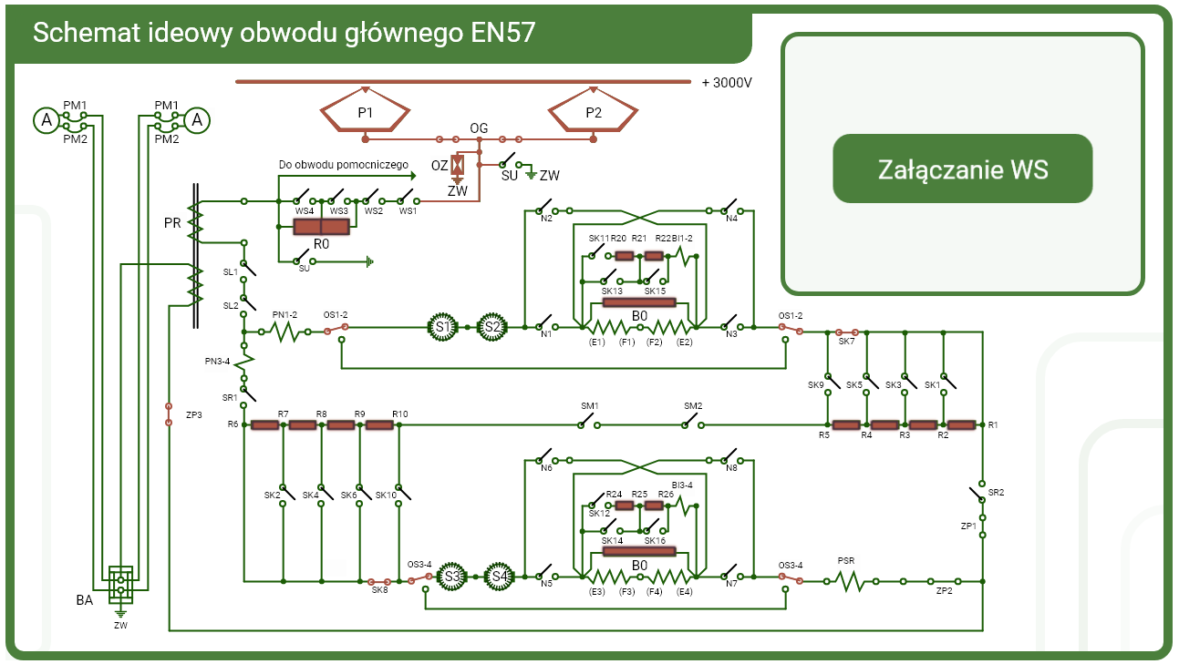 Przykładowy ekran symulatora po wyborze schematu
