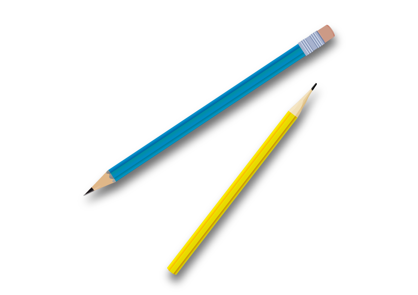 Ilustracja przedstawia dwa ołówki: niebieski i żółty.