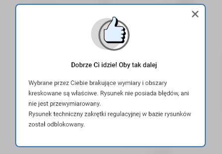 Komunikat o prawidłowym rozwiązania