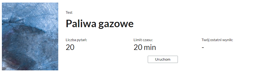 Przykładowy ekran początkowy testu