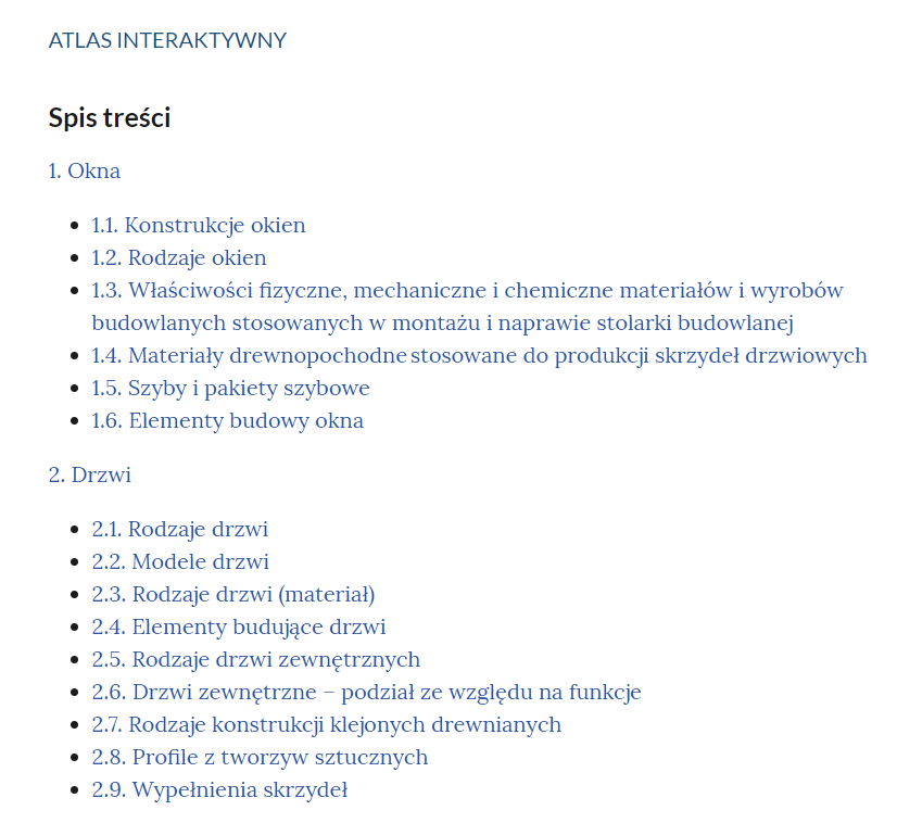Przykładowy wygląd spisu treści
