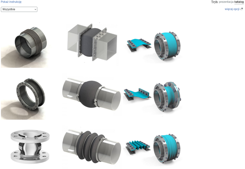 Grafika przedstawia ilustrację galerii wyświetlone w formie katalogu. Są to rzędy miniatur.