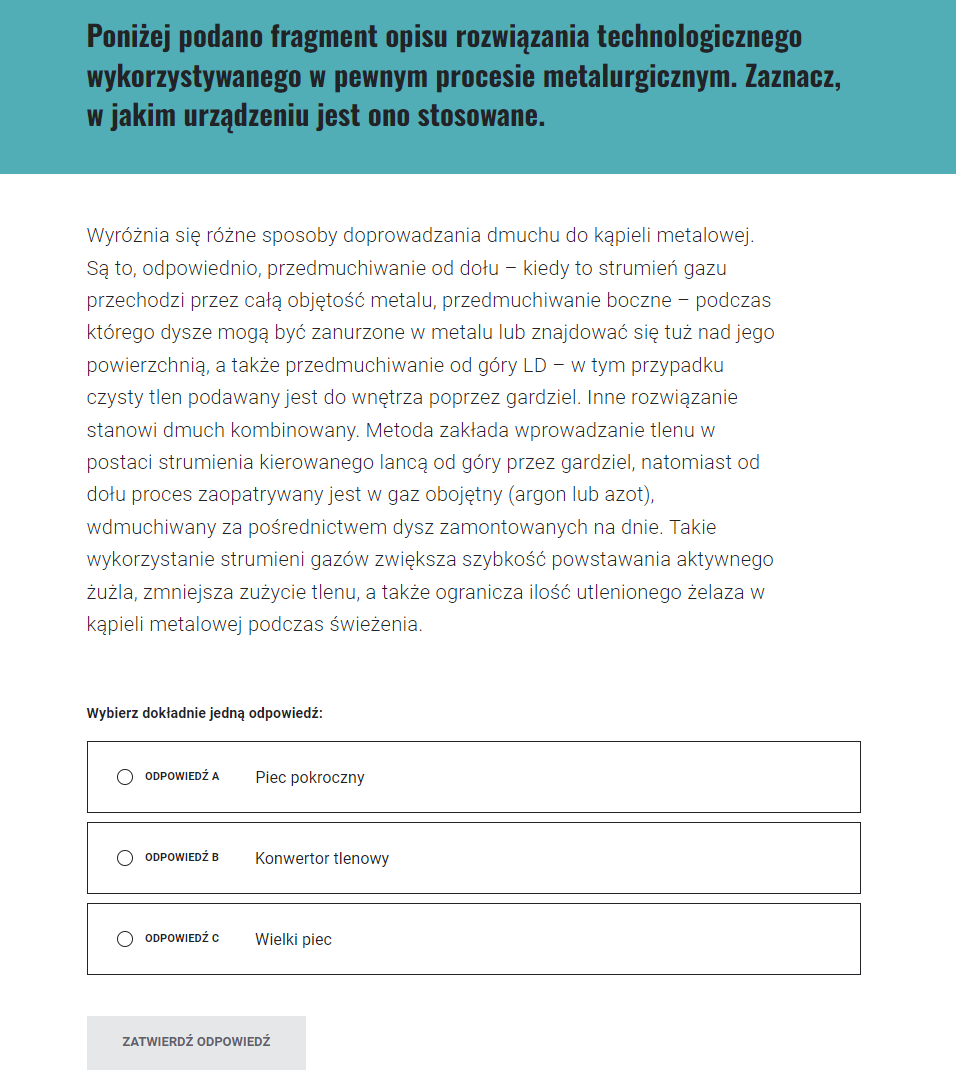 Przykładowy ekran z zadaniem