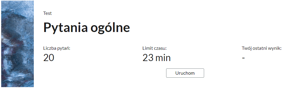 Przykładowy ekran początkowy testu
