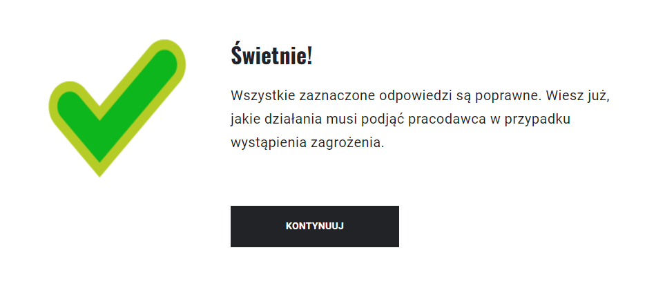 Przykładowy komunikat o prawidłowej odpowiedzi