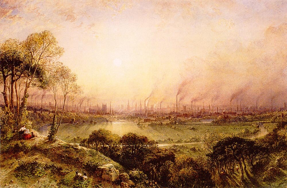 Widok na Manchester z Kersal Moor Źródło: William Wyld, Widok na Manchester z Kersal Moor, 1852, domena publiczna.