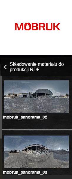 Grafika przedstawia pionową listę dwóch zdjęć ukazujących Składowanie materiału do produkcji RDF. Zdjęcie przedstawiają dwa ujęcia składowiska odpadów. Nad zdjęciami znajduje się napis Mobruk.
