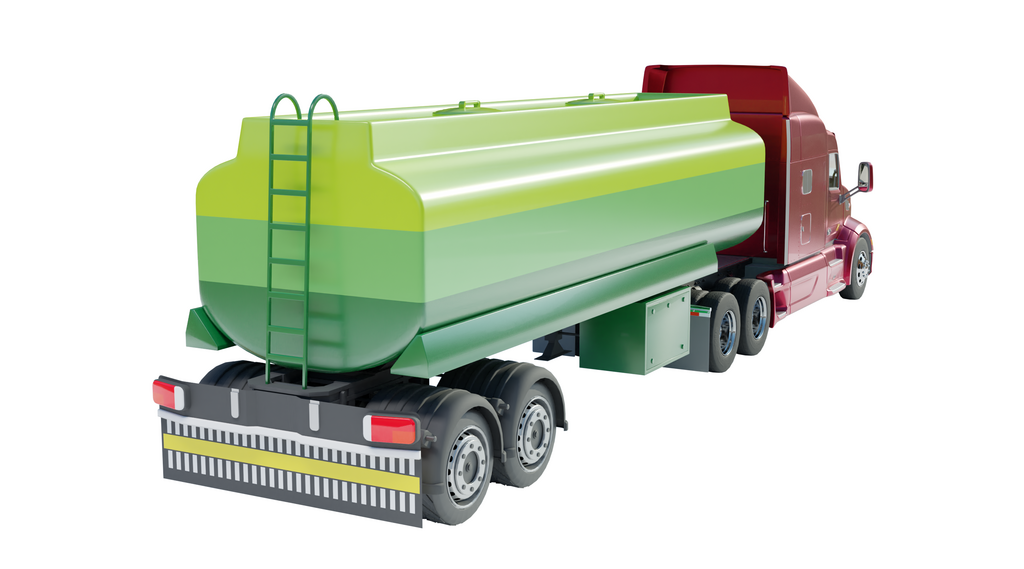 Na zdjęciu widoczny jest pojazd cysterna o podwoziu kufrowym. Cysterna na podwoziu samochodowym jest w kolorze zielonym. Jest ona o kształcie cylindrycznym. Z tyłu cysterny zamontowana jest drabina. Cysterna widoczna jest od tyłu.