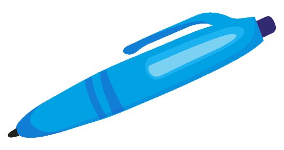 Ilustracja przedstawia niebieski długopis.
