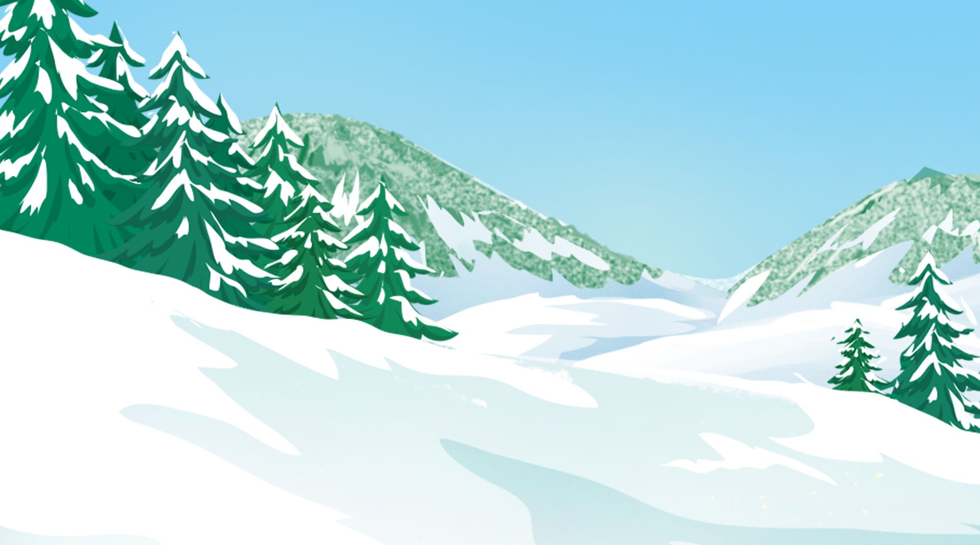 Na ilustracji znajdują się zaśnieżone góry. 