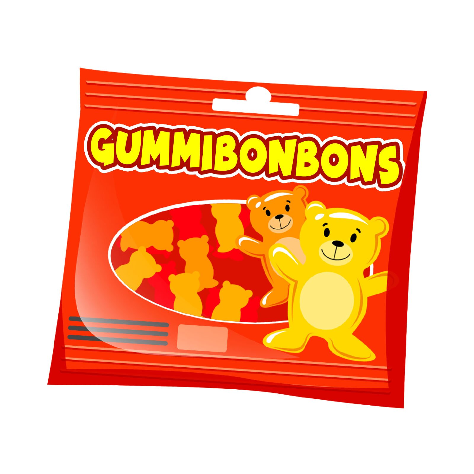 Ilustracja przedstawia paczkę żelków w kształcie misiów 