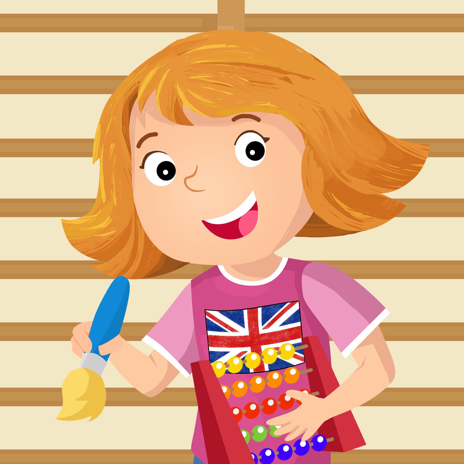 Ilustracja przedstawia dziewczynkę z pędzlem.