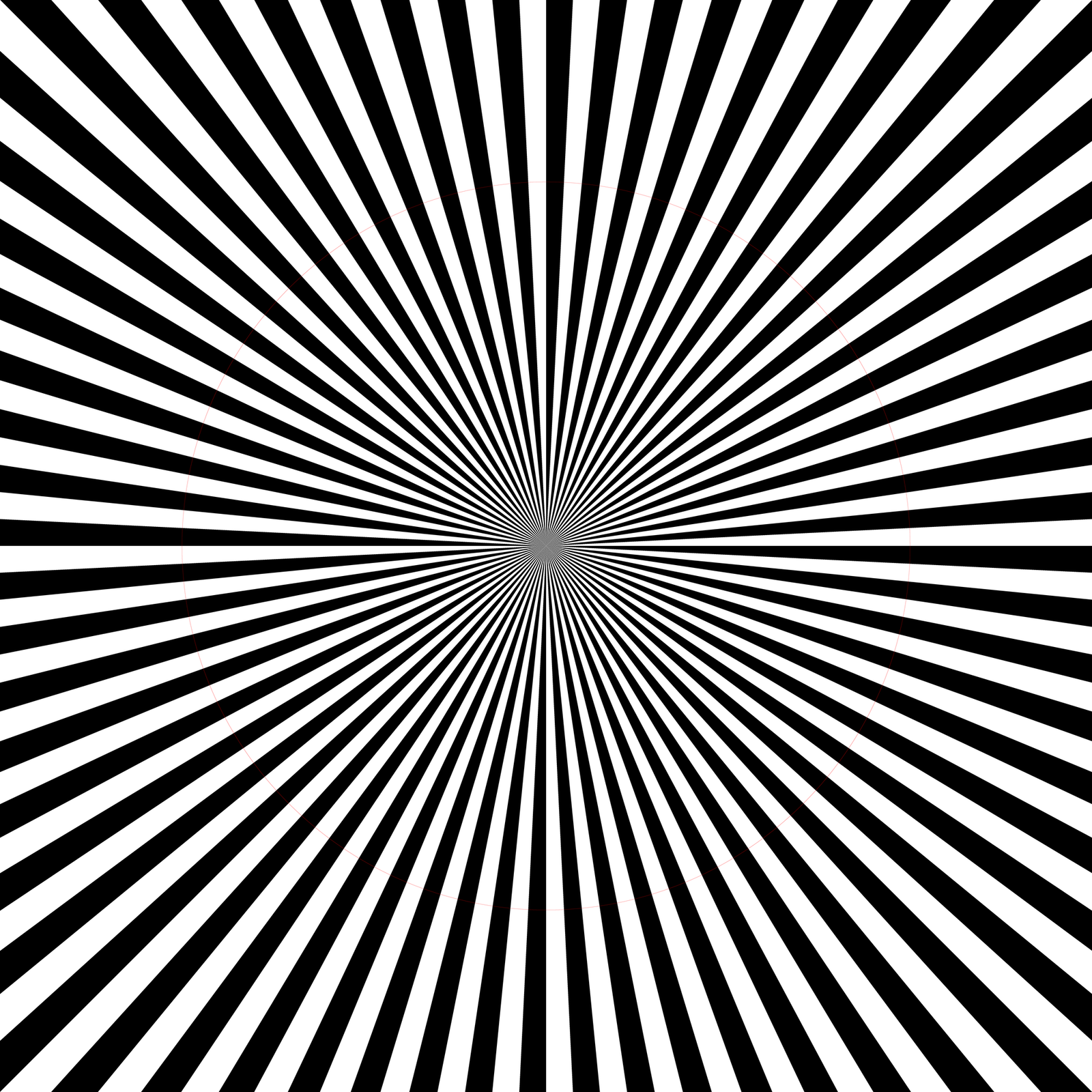 Praca złożona jest z biało - czarnych, wąskich pasów, które ustawione są symetrycznie od boków pracy do centrum i zwężają się ku centrum pracy. Praca tworzy efekt iluzji optycznej i wydaje się, że w środku wyświetla się kształt przypominający czterolistną koniczynę.