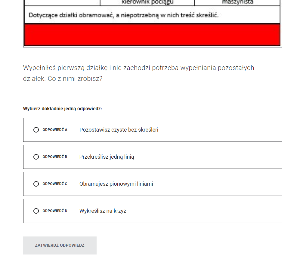 Ekran z przykładowym zadaniem