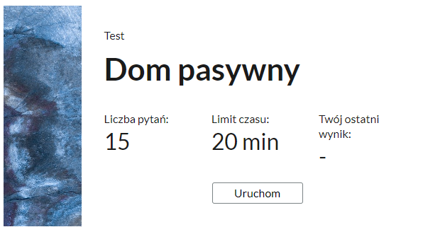 Przykładowy ekran początkowy testu