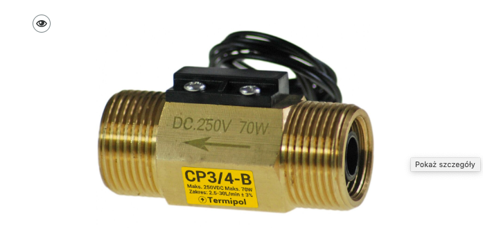 Ilustracja przedstawia powiększone zdjęcie z galerii. Zdjęcie przedstawia złoty przedmiot o kształcie walca. W lewym górnym roku widnieje mała okrągła ikonka. Ikonka przedstawia oko. Na wysokości zdjęcia znajduje się chmurka z napisem: pokaż szczegóły.