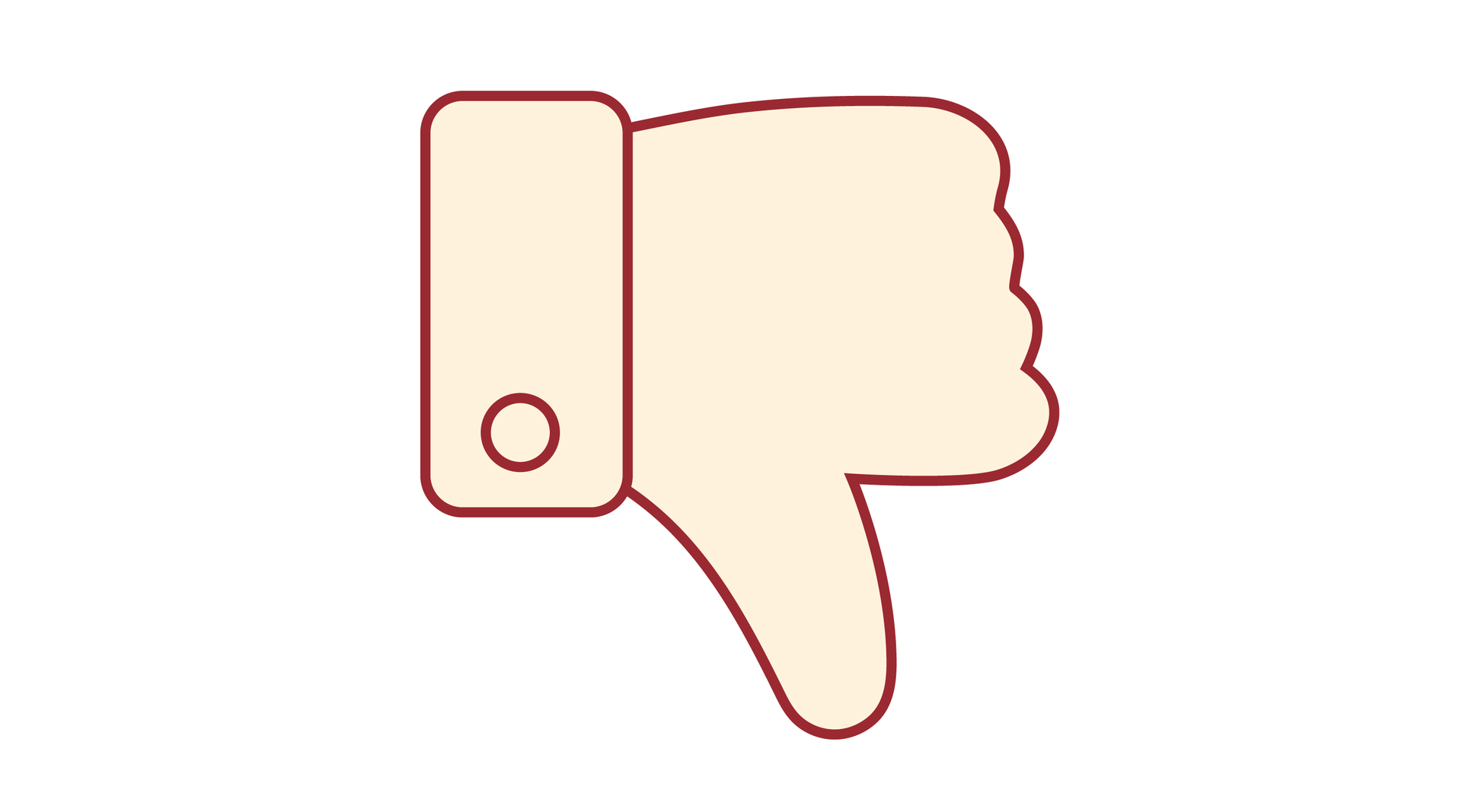 Grafika przedstawiająca czerwony kciuk w dół.