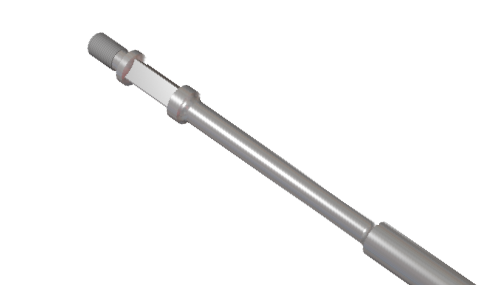 Na zdjęciu widać fragment szarego obciążnika żerdziowego. Żerdź jest to podłużna rura o długości wynoszącej od 3 do <math aria‑label='sześciu'>6 metrów, która wykorzystywana jest przy wierceniach celem przedłużenia całego przewodu wiertniczego. Obciążnik jest definiowany jako elementy zestawu przewodu wiertniczego umieszczone bezpośrednio nad świdrem w przypadku wiercenia otworu pionowego lub w części pionowej otworu, szczególnie w przypadku wiercenia otworu horyzontalnego.W centralnej części zdjęcia znajduje się szary obciążnik żerdziowy przypominający kształtem pałkę teleskopową Podstawą żerdzi jest cylindryczny pręt widoczny z prawej strony zdjęcia. Do lewej podstawy pręta przyłączony jest kolejny cieńszy pręt którego końcówka jest w kształcie lejka. Do szerszej podstawy lejka przyłączony jest z lewej strony element w kształcie prostopadłościanu. Podstawa prostopadłościanu jest wpisana w podstawę lejka. Z lewej strony prostopadłościan jest połączony do drugiego elementu o kształcie lejka. Szyjka lejka łączy się z nieznacznie szerszym cylindrycznym podłużnym elementem którym jest czop. Czop jest rodzajem połączenia w kształcie korka. Widoczny na końcu żerdzi czop ma gładką powierzchnię.