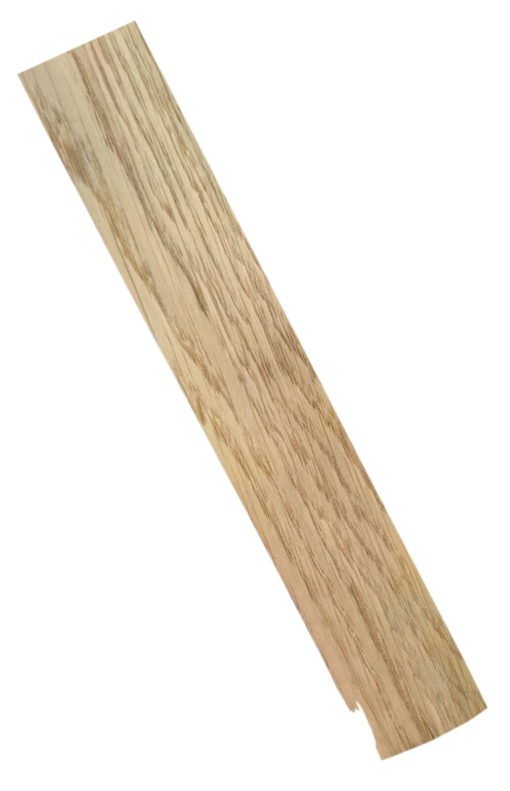 Zdjęcie przedstawia okleinę dębową stosowaną do oklejania obudów pianin i fortepianów. Widoczna jest prostokątna okleina w kolorze jasnobrązowym z ciemniejszymi słojami na powierzchni.