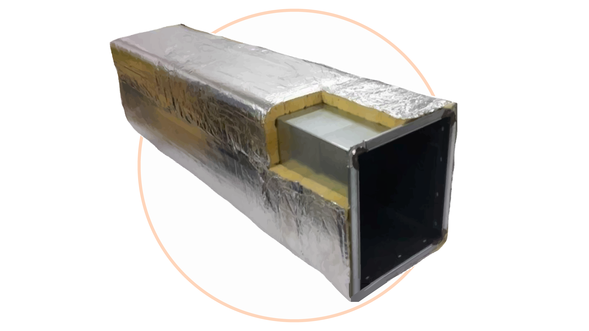 Grafika przedstawia poprawnie wykonaną izolację ciepłochronną urządzenia o ścianach płaskich. Grafika zawiera prostopadłościenne urządzenie zaizolowane za pomocą wełny mineralnej i folii izolującej.