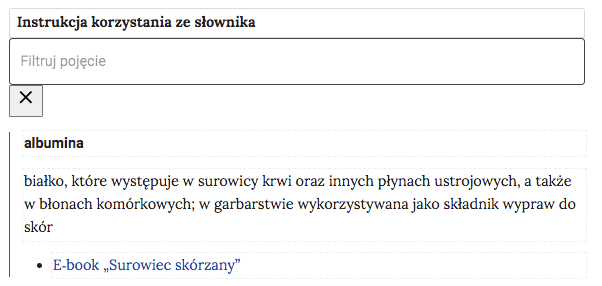 Grafika przedstawia górną część słownika wraz z polem do wyszukiwania pojęć.