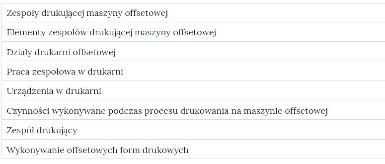 Grafika przedstawia widok listy zadań w Interaktywnych Materiałach Sprawdzających.