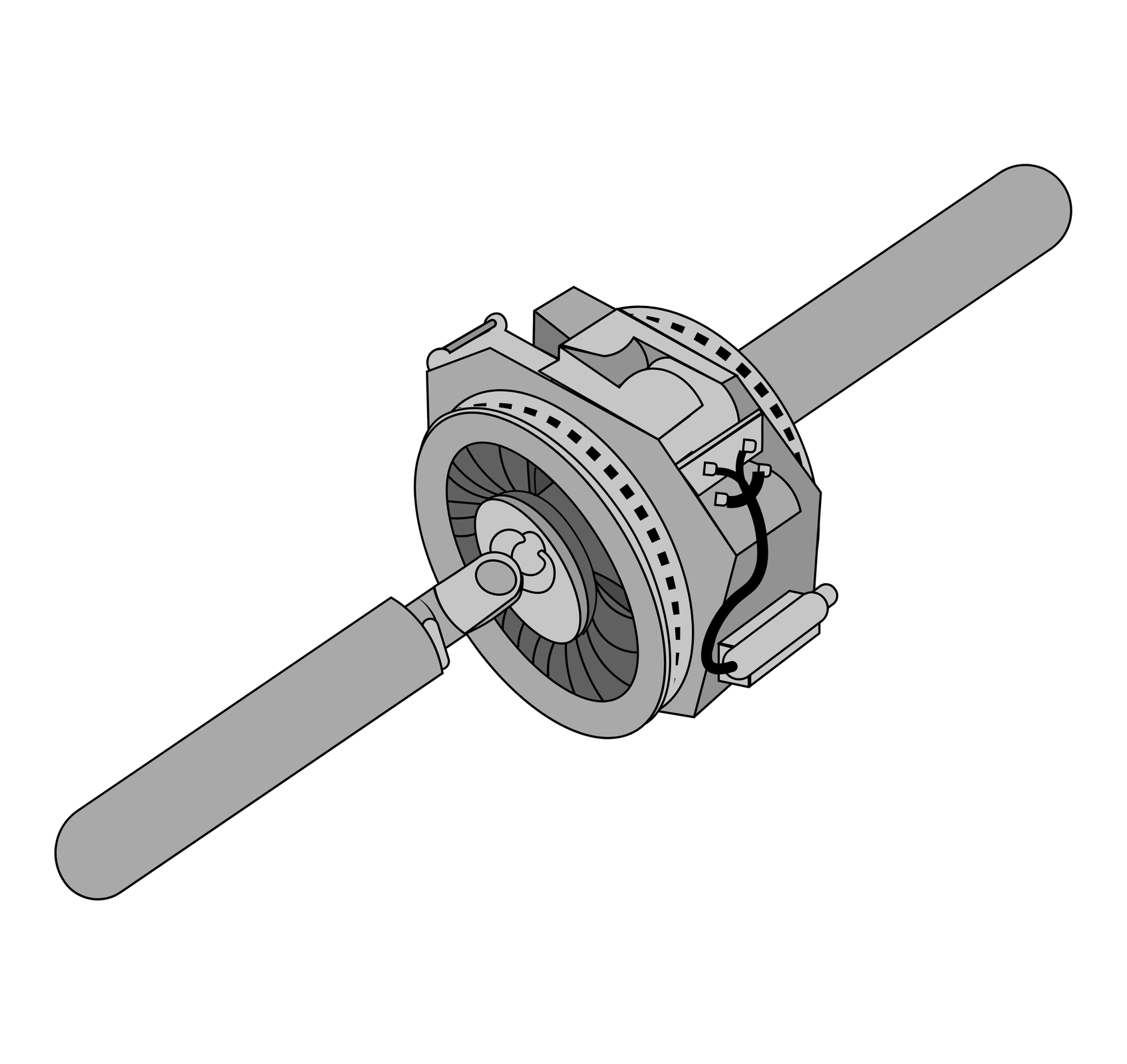 Ilustracja przedstawia retarder, inaczej zwalniacz. Posiada dwa kołnierze mocujące umieszczone z obydwu stron wału, a do korpusu przykręcone są specjalne uchwyty. Z obydwu stron korpusu znajdują się po dwie poduszki gumowe. Do podłużnic ramy pojazdu zamocowane są podpory, na których opierają się uchwyty retardera.