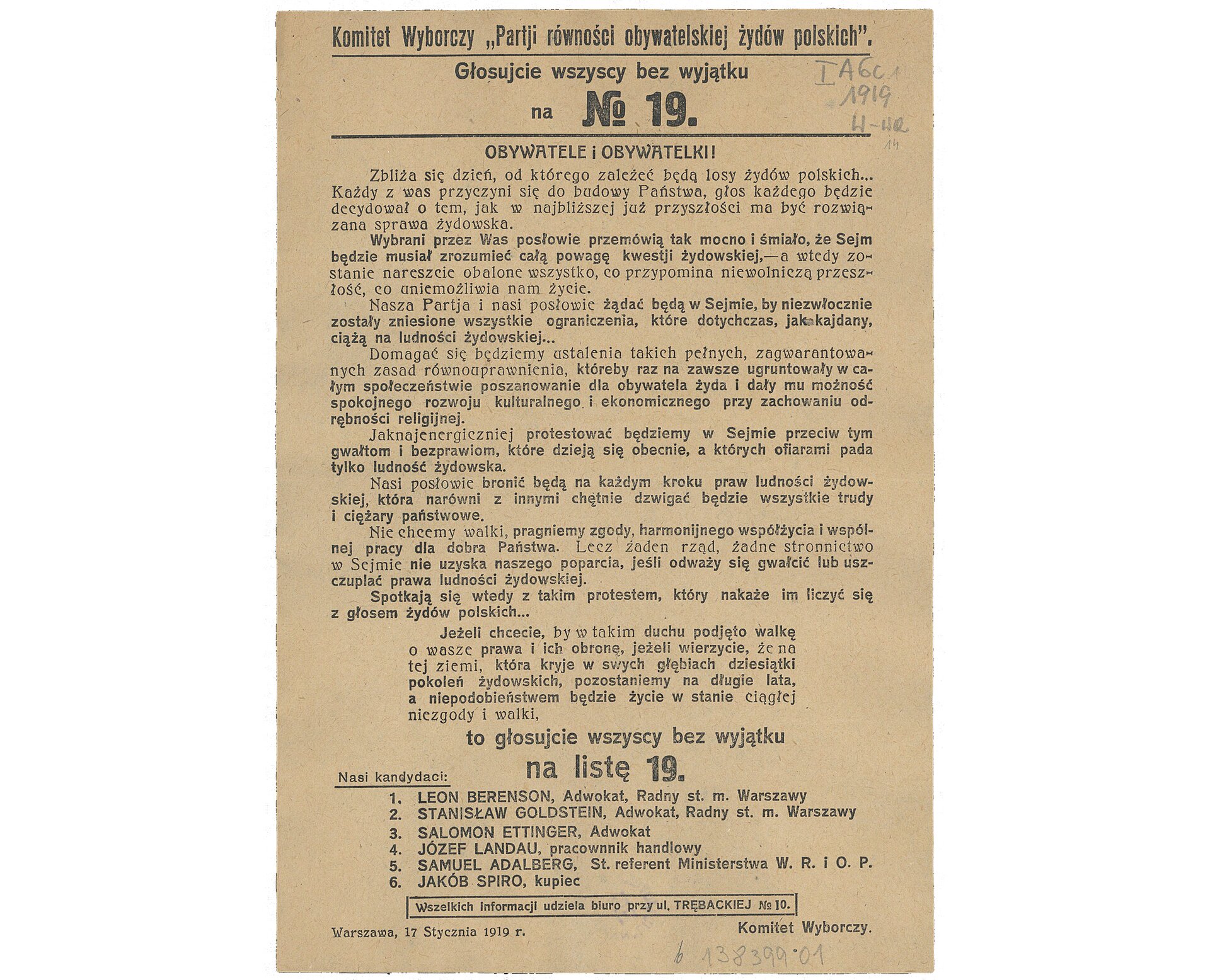 Fotografia barwna przedstawiająca ulotkę wyborczą.