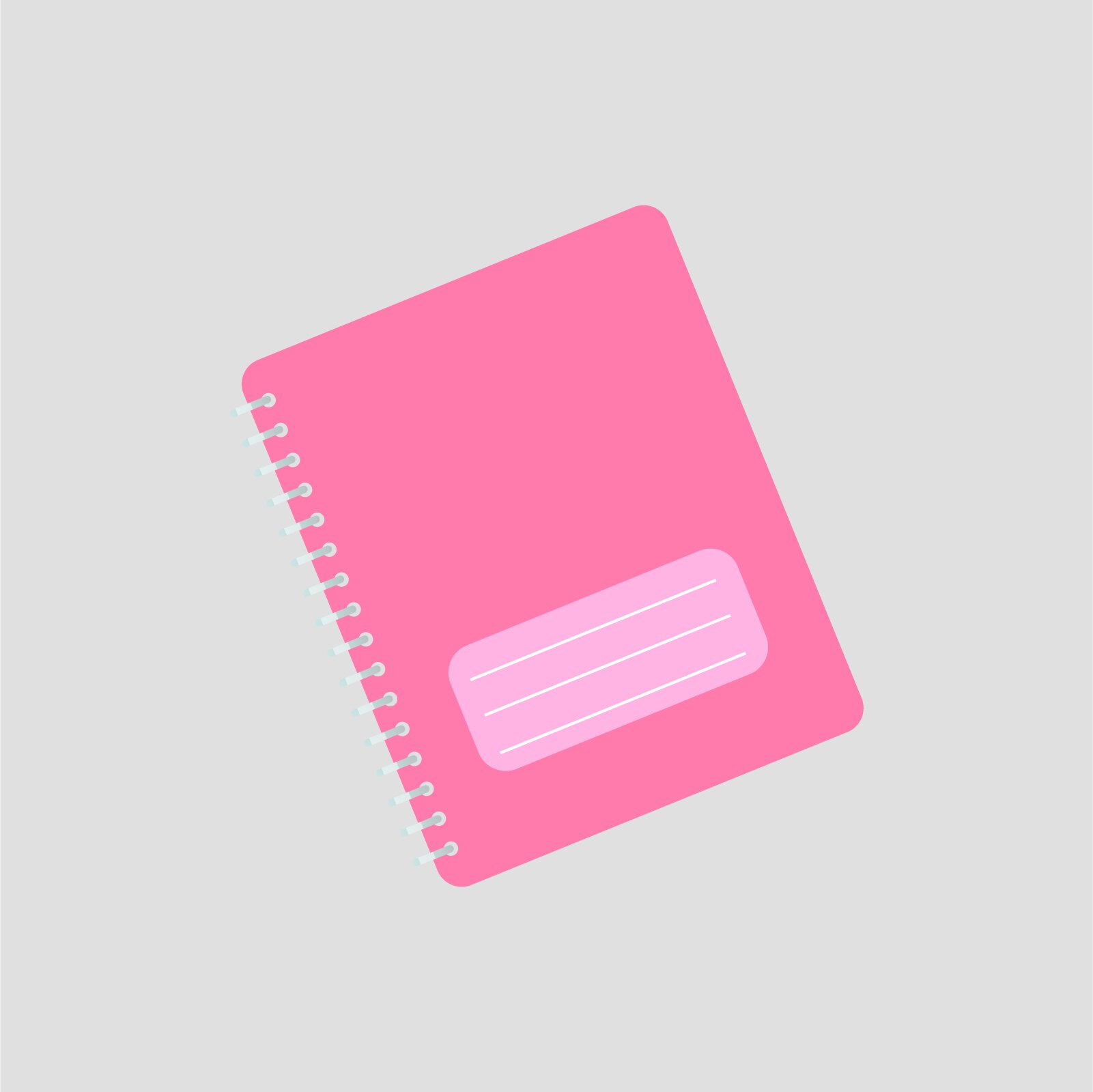 Ilustracja przedstawia różowy zeszyt na sprężynie. 