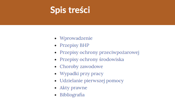 Spis treści w e‑booku