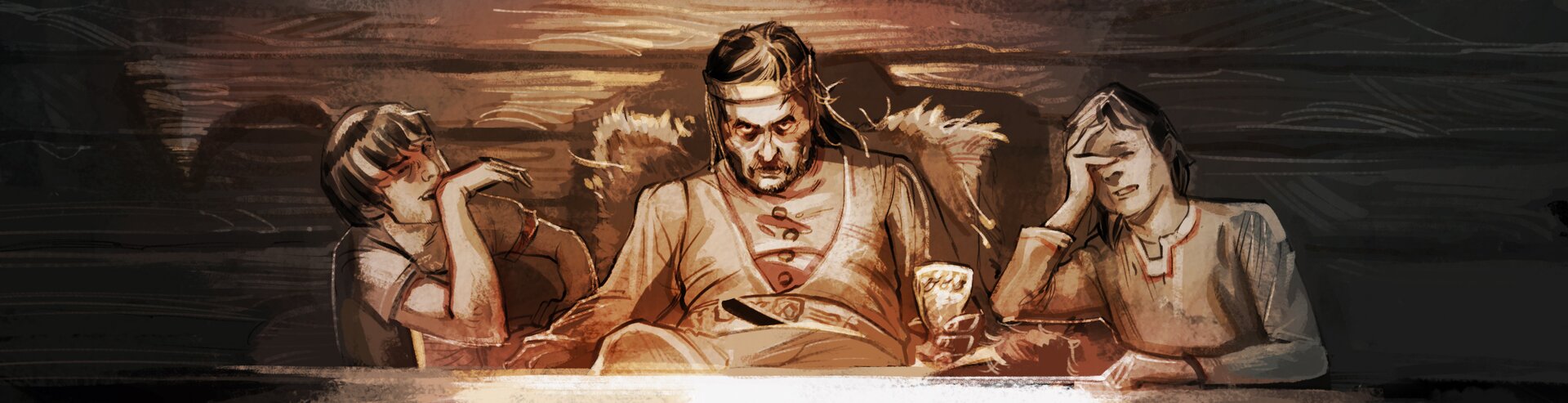 Rysunek przedstawiający ucztę Popiela.