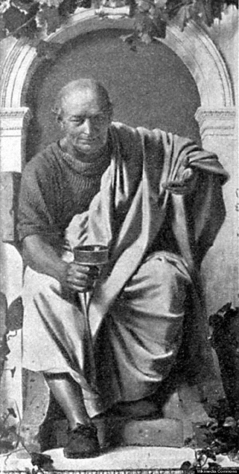 Czarnobiała ilustracja autorstwa Antona von Wernera przedstawia postać Quintusa Horatiusa Flaccusa, siedzącego na tronie. Flaccus został przedstawiony jako łysiejący mężczyzna w podeszłym wieku. Ubrany jest w długą szatę, na której znajduje się klamra i przypięta do niej peleryna. Mężczyzna trzyma w dłoni puchar.