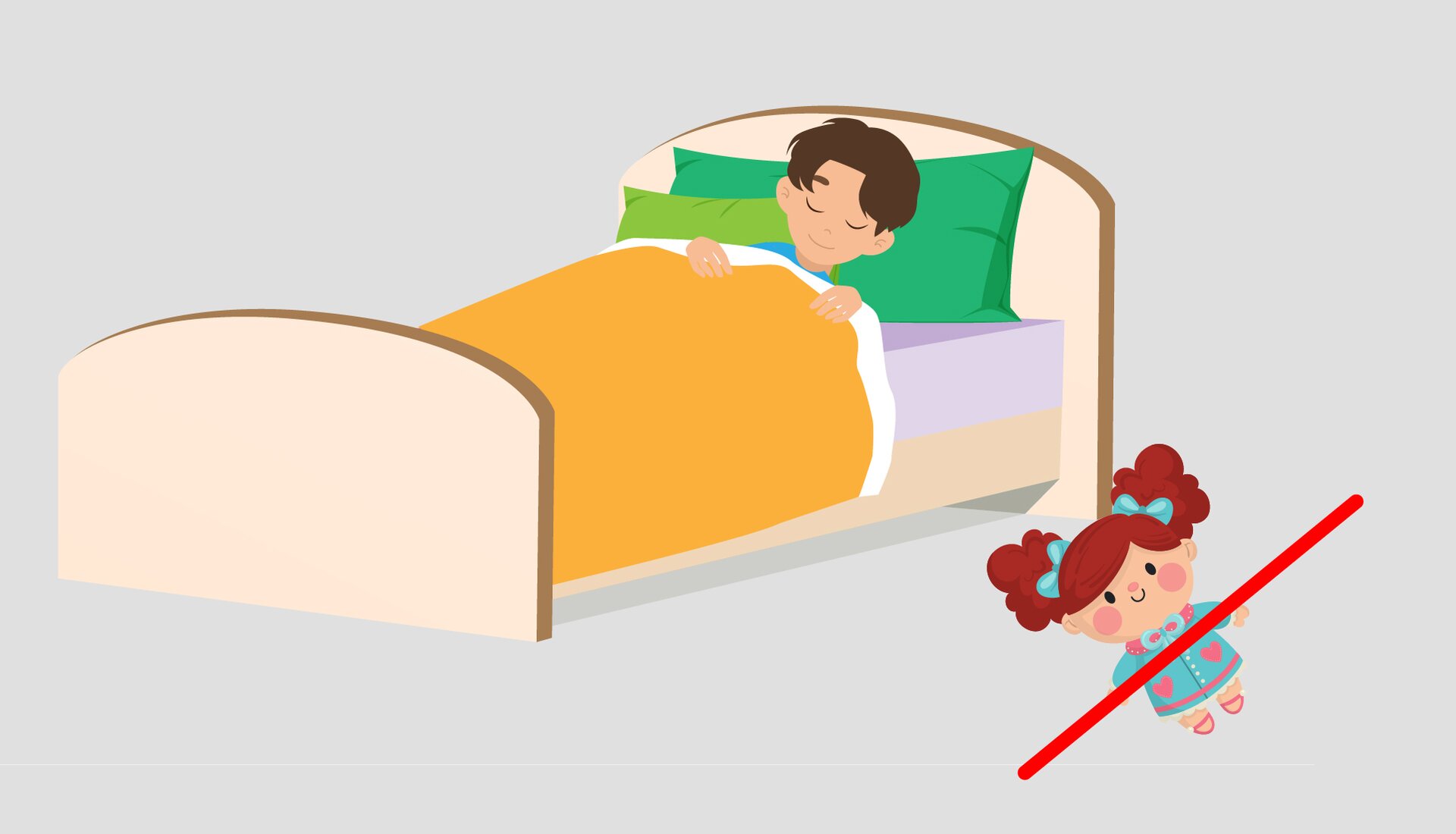 Ilustracja przedstawia chłopca śpiącego w łóżku. 