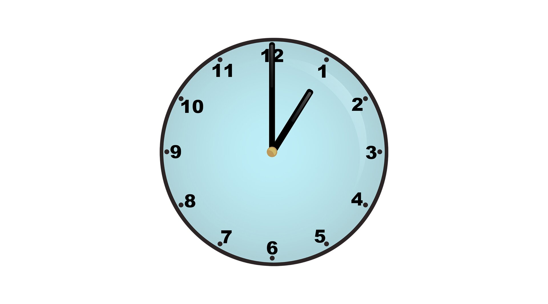 Na ilustracji znajduje się zegar, który wskazuje godzinę pierwszą.