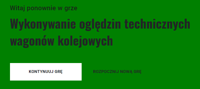 Ekran powitalny po ponownym uruchomieniu gry