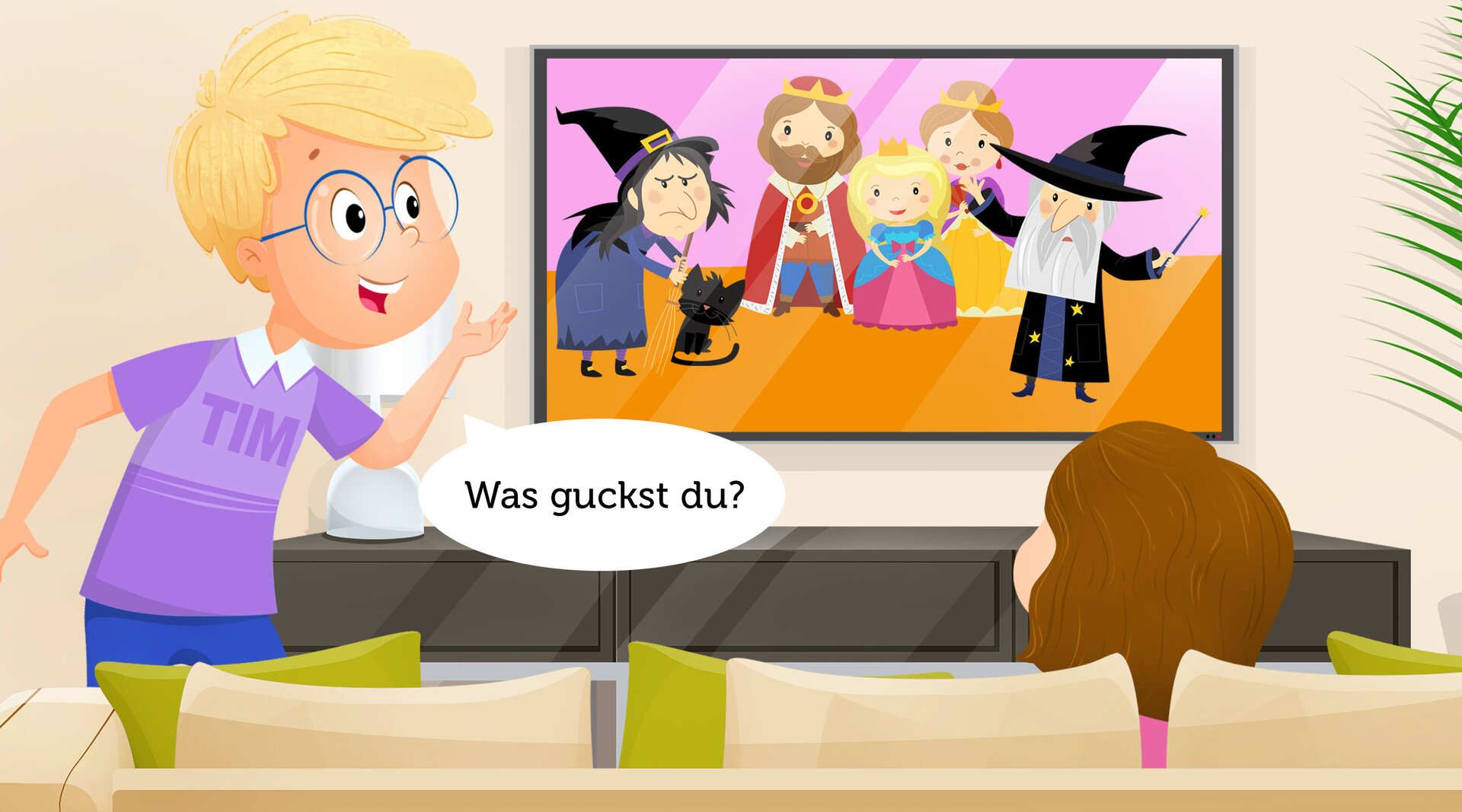 Na ilustracji znajduje się dziewczynka przed telewizorem. 