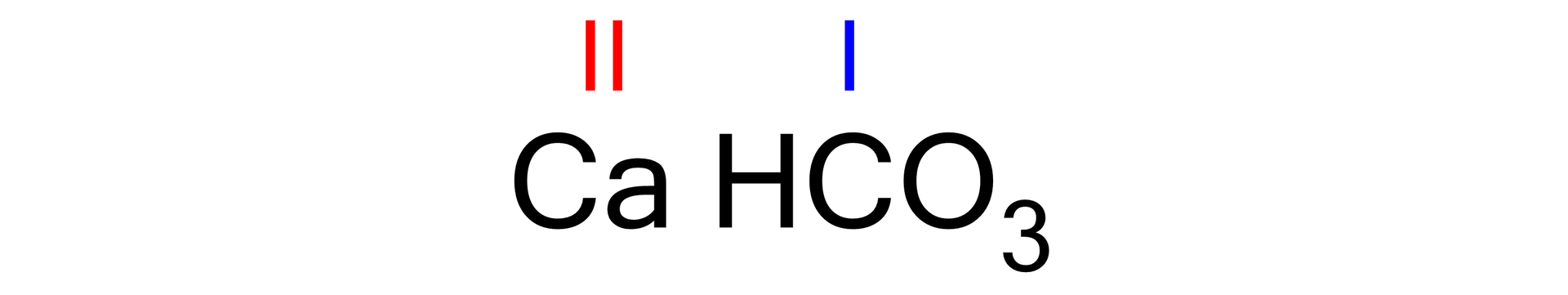 Na ilustracji jest wzór sumaryczny C a H C O 3 . Atom wapnia ma drugi stopień utlenienia, a atom węgla pierwszy.