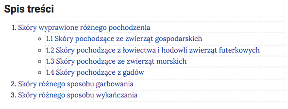Grafika przedstawia spis treści galerii.