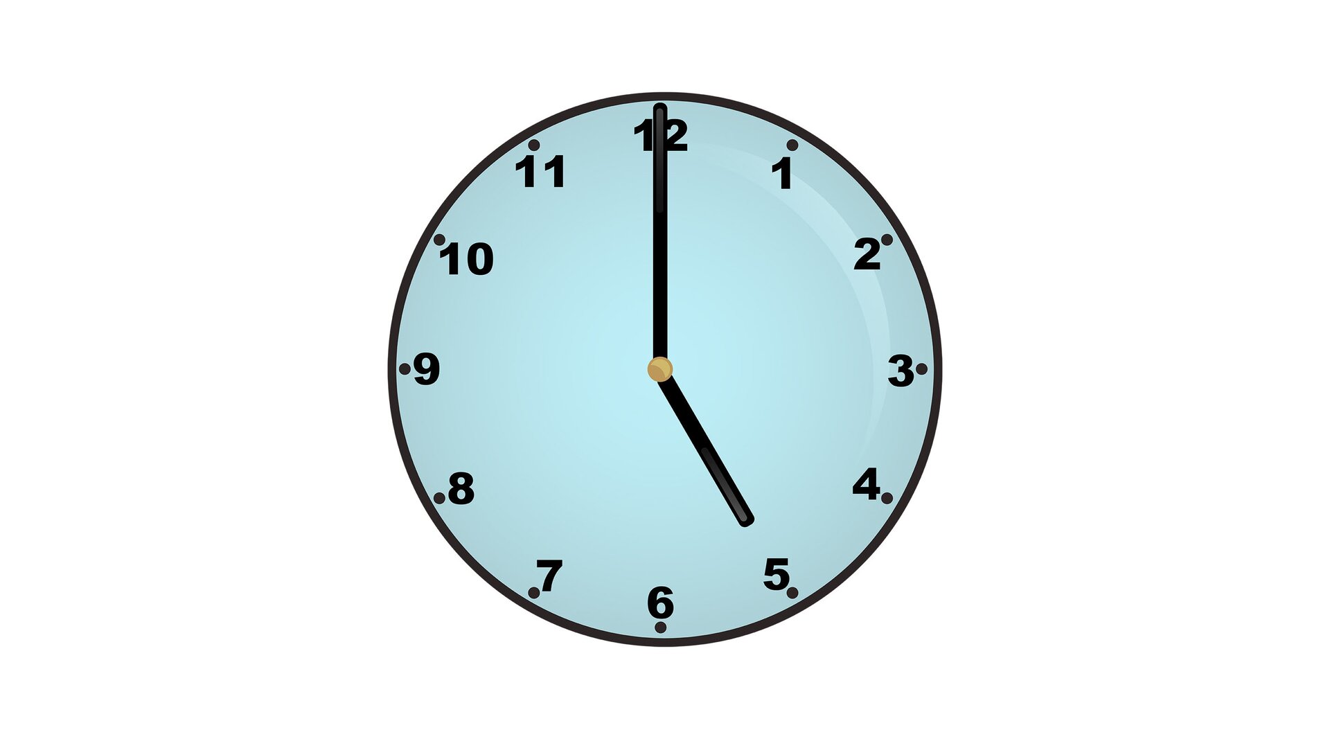 Na ilustracji znajduje się zegar, który wskazuje godzinę piątą.