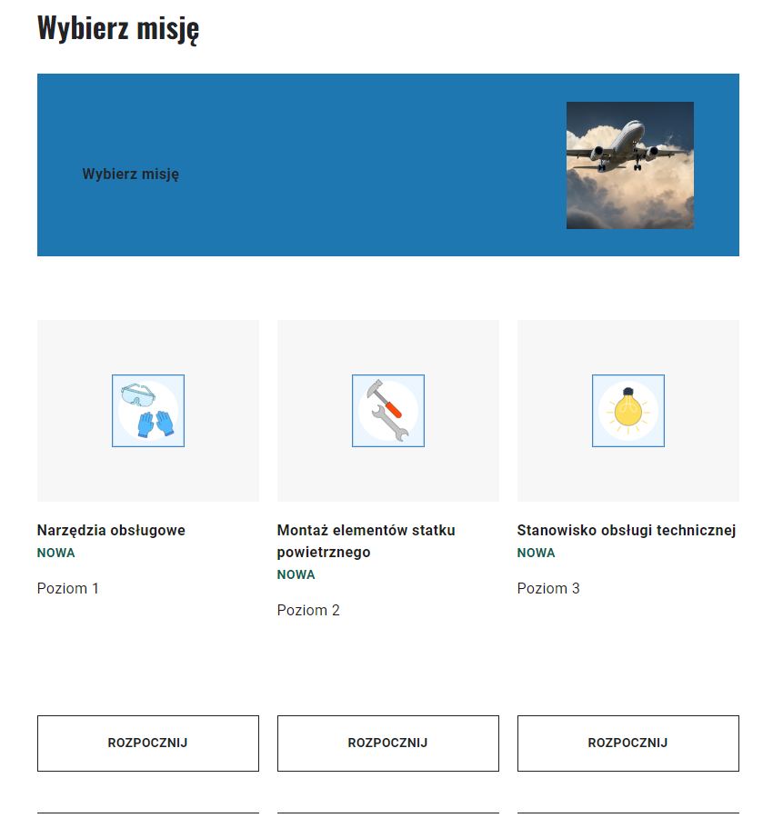 Ekran wyboru misji