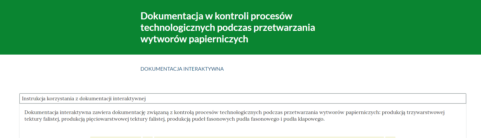 Zdjęcie przestawia instrukcję korzystania z dokumentacji interaktywnej. Instrukcja zamknięta jest w prostokątnym pasku, który otwiera się po kliknięciu.