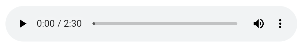 Ilustracja przedstawia odtwarzacz służący do odtworzeniu informacji audio dotyczących danego punktu interaktywnego. Odtwarzacz składa się z przycisku w kształcie trójkąta służącego do rozpoczęcia odtwarzania. Dwóch zestawów cyfr oddzielonych ukośnikiem, z których pierwszy pokazuje aktualny czas nagrania a drugi całkowity czas nagrania. Na końcu znajduje się przycisk z głośniczkiem umożliwiający wyciszenie dźwięku, a po nim pasek umożliwiający zmianę głośności.