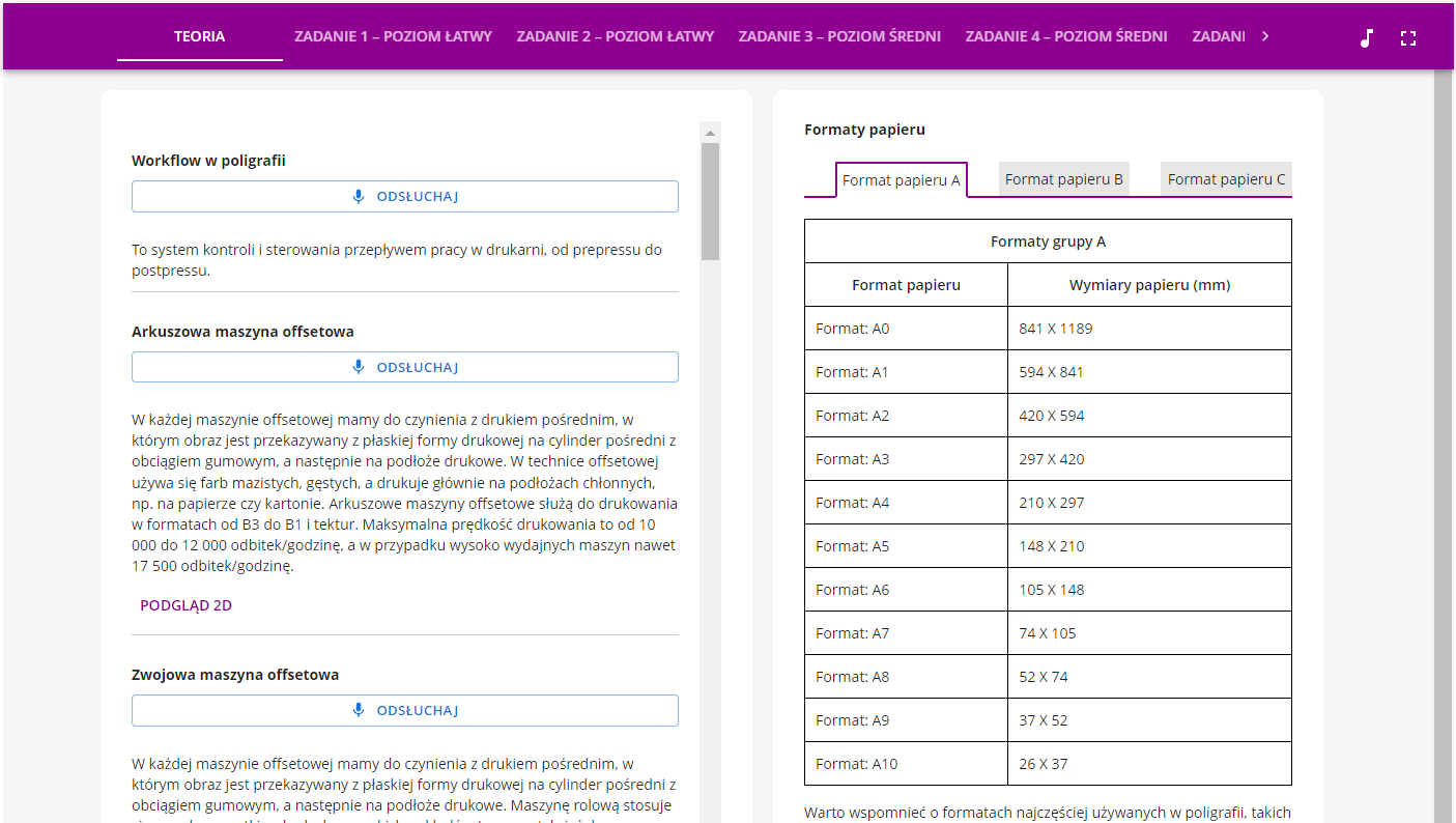 Widok ekranu symulatora wraz z zadaniem do wykonania.