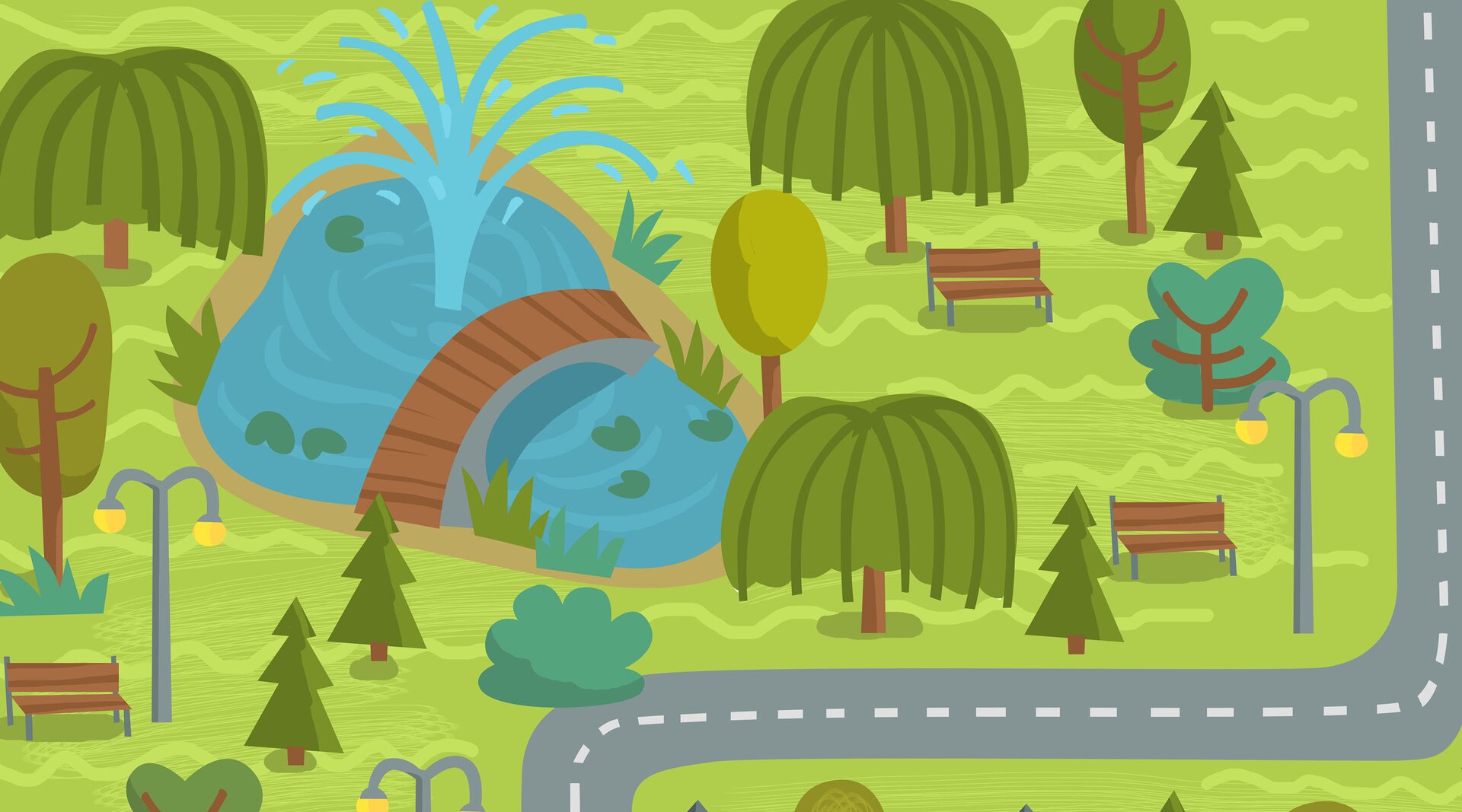 Ilustracja przedstawia park.