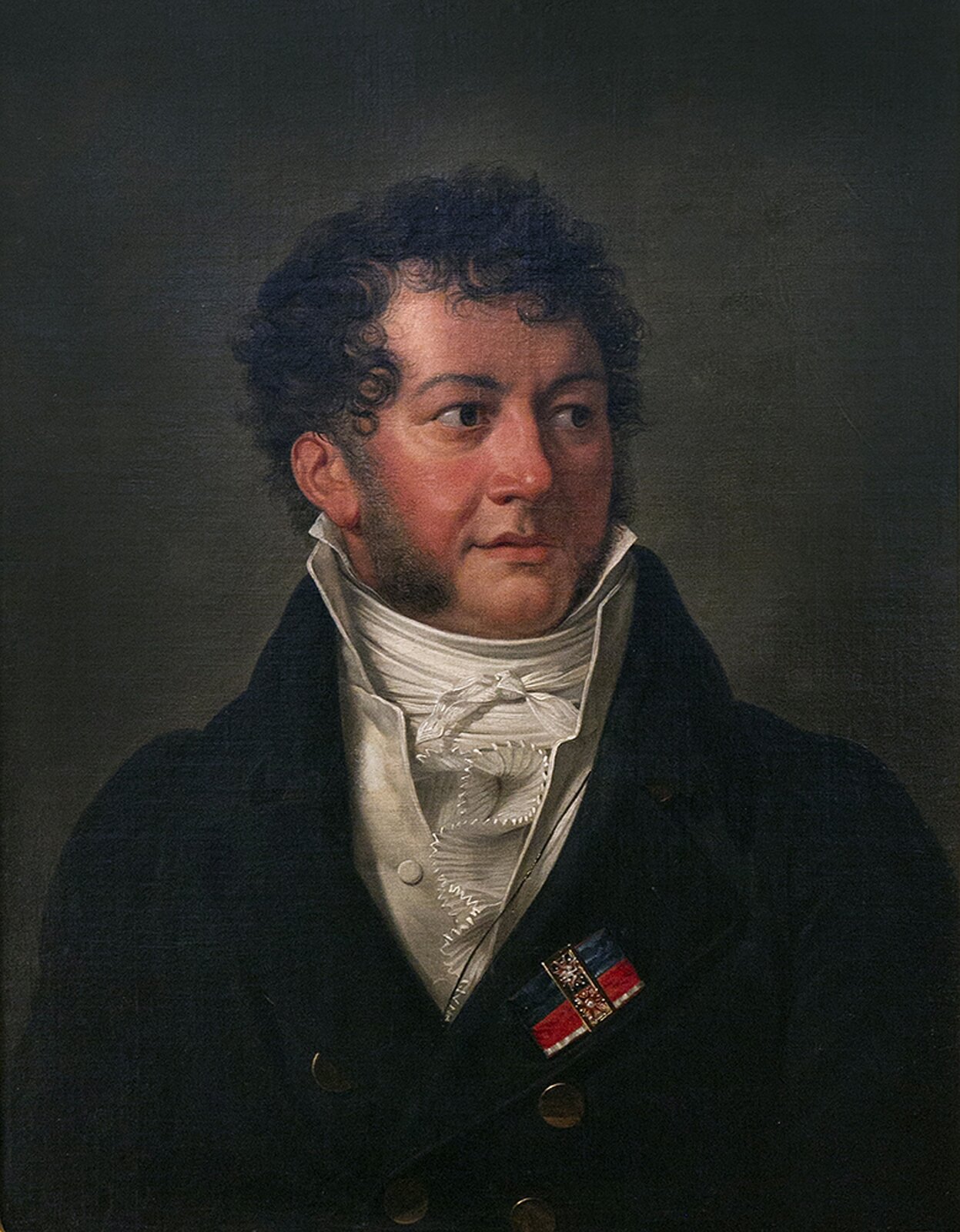 Portret Michała Kleofasa Ogińskiego Ilustracja przedstawia portret Michała Kleofasa Ogińskiego, autorstwa François‑Xavier Fabre. Mężczyzna ukazany jest od pasa w górę z pozycji lewego półprofilu. Kompozytor ma na sobie czarny płaszcz oraz jasną koszulę. Postać ma charakterystyczne, długie pasma włosów, wyrastających ze skroni.