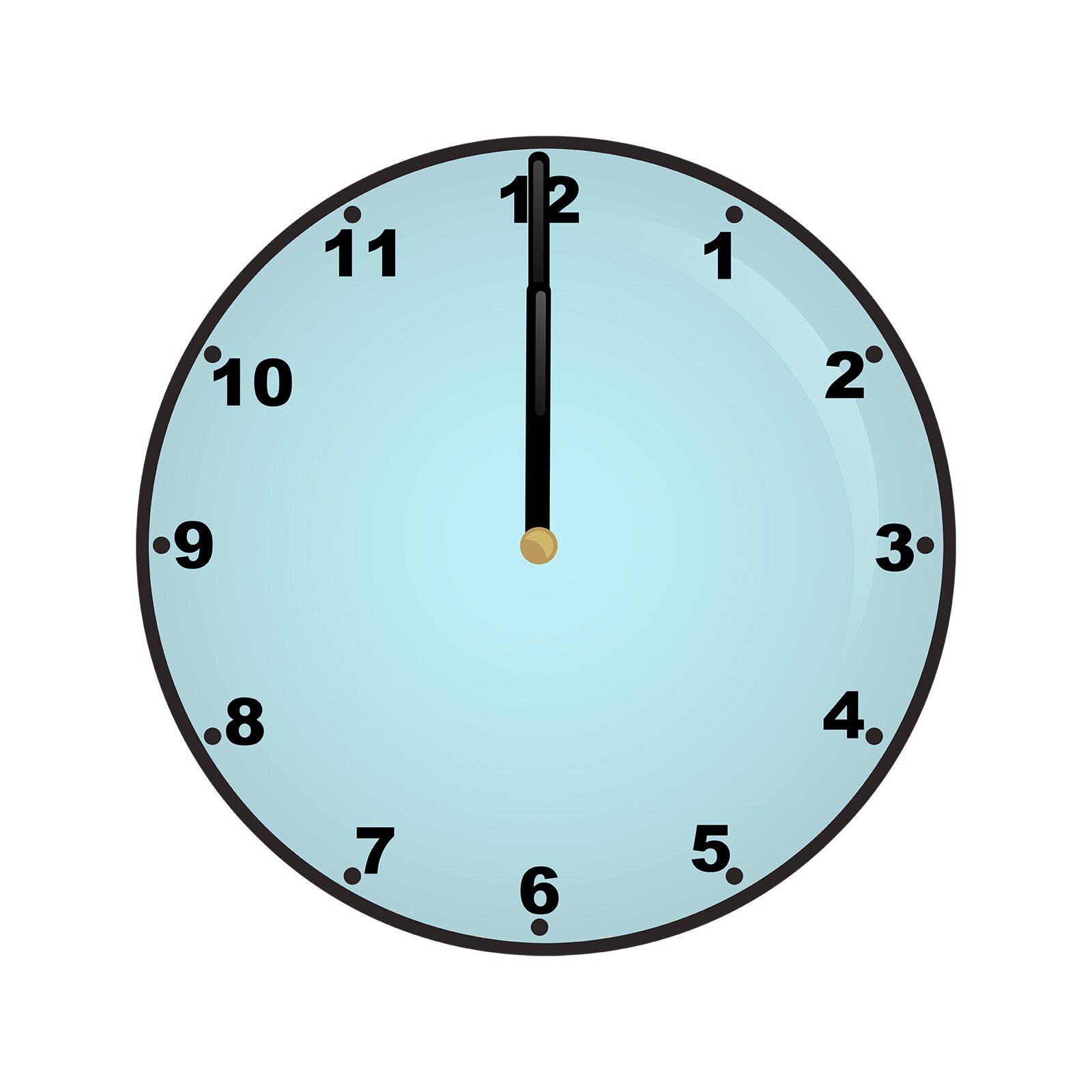 Ilustracja przedstawia zegar wskazujący godzinę dwunastą.