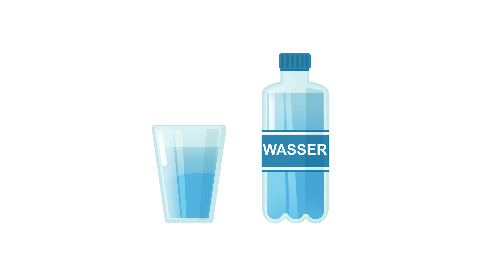 Ilustracja szklanki z wodą i butelki z wodą.