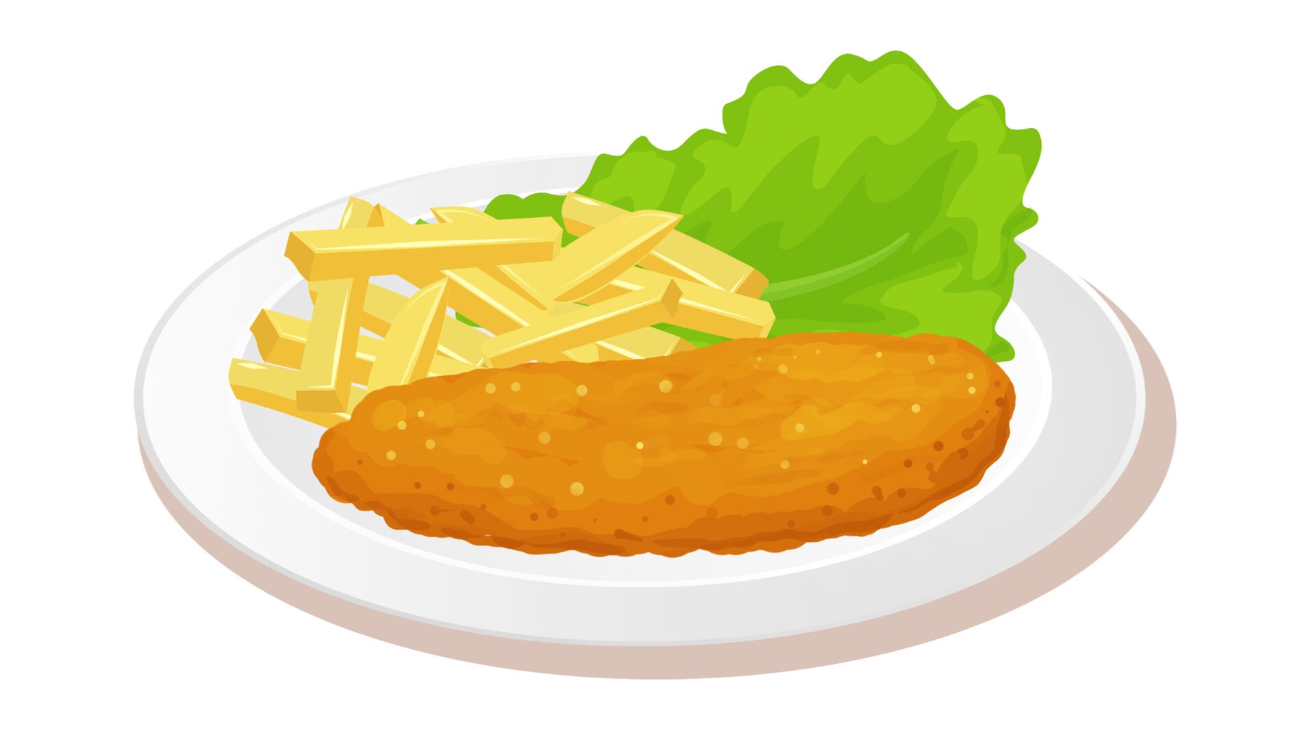 Ilustracja przedstawia kotlet z frytkami