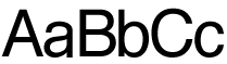 Grafika przedstawia czcionkę bezszeryfową, czyli krój pisma bez poprzecznych lub ukośnych zakończeń na dole i u góry liter. Od lewej widoczne są litery: AaBbCc, w kolorze czarnym, na białym tle.
